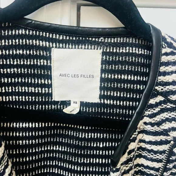 Avec Les Filles Black and White Striped Blazer - Picture 2 of 6